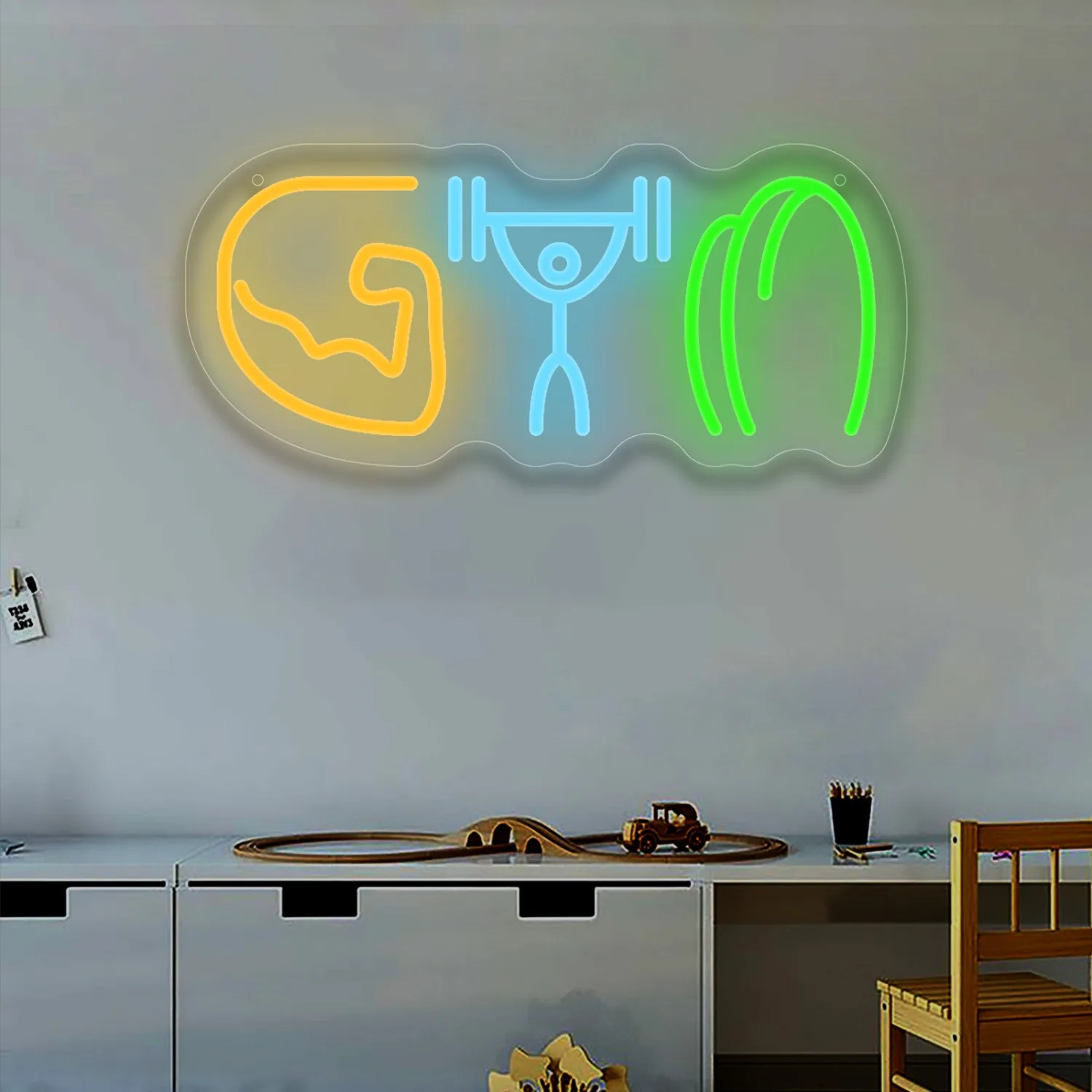 Gym Neon Sign Weightlifting Mu - Home Gym Neon Sign recension och pris
