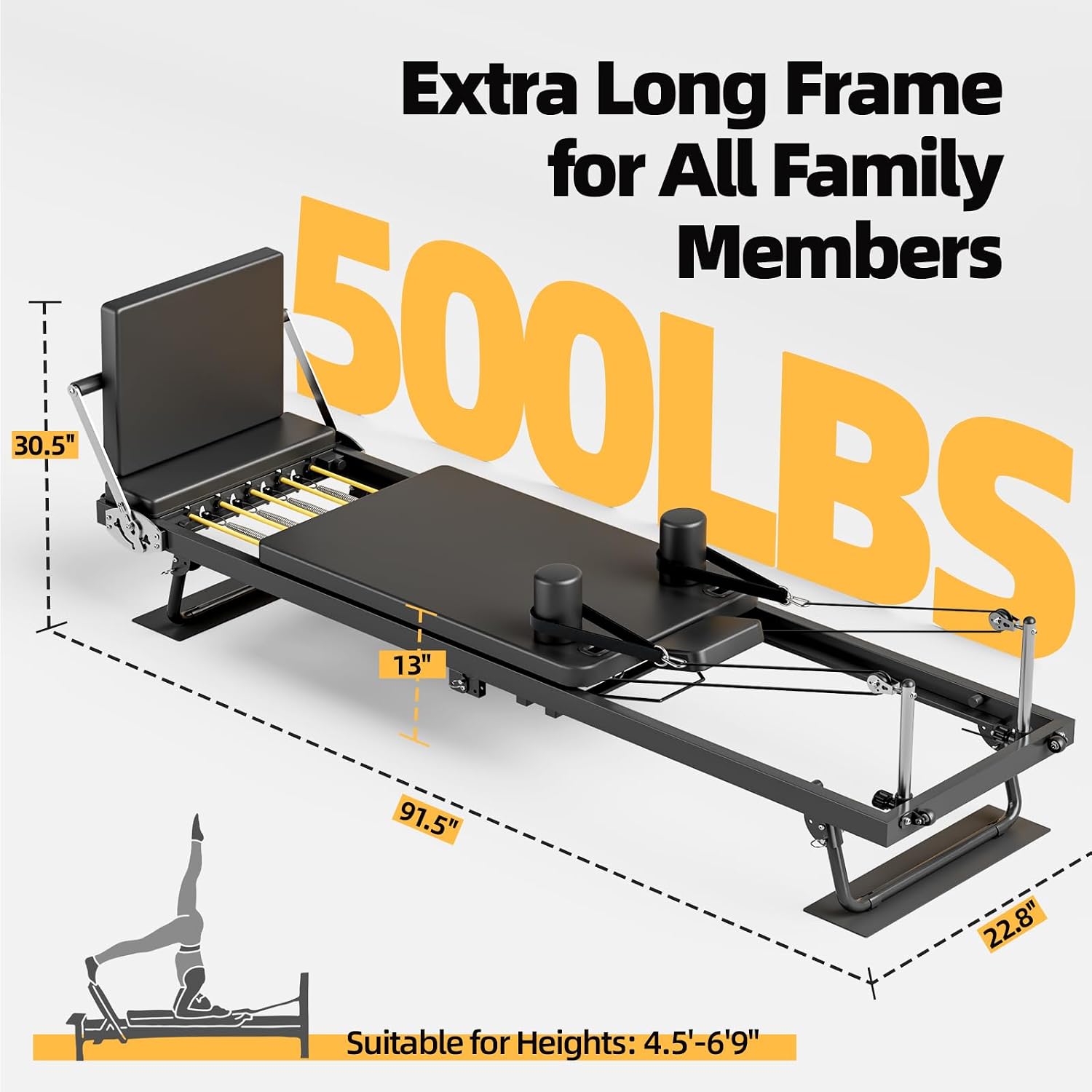 Foldable Pilates Reformer Mach - Leg Home Gym Workout recension och pris